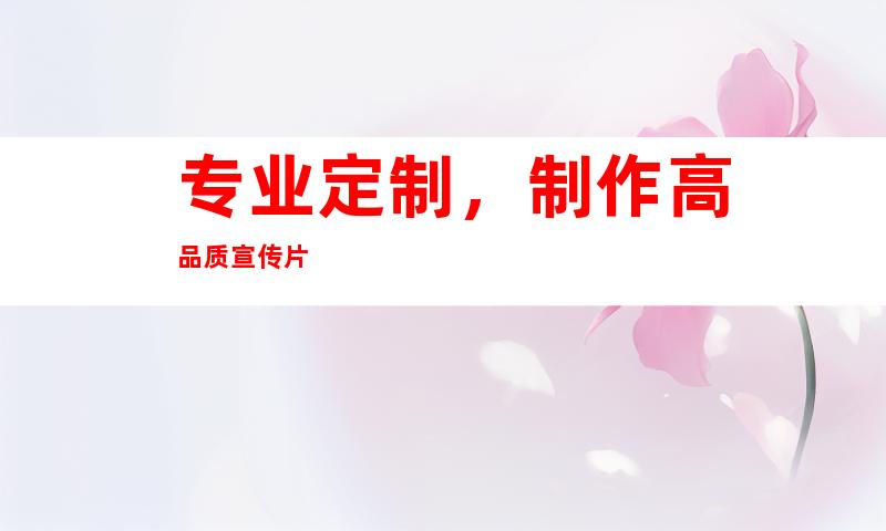 专业定制，制作高品质宣传片
