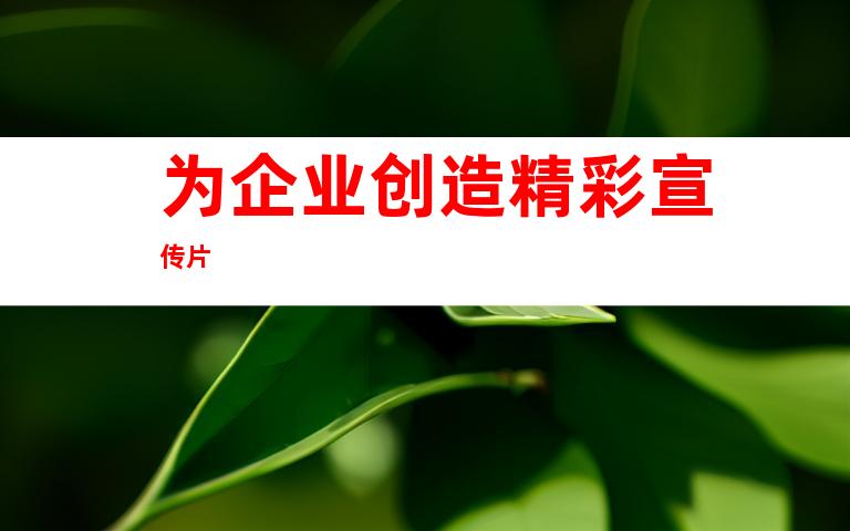 为企业创造精彩宣传片