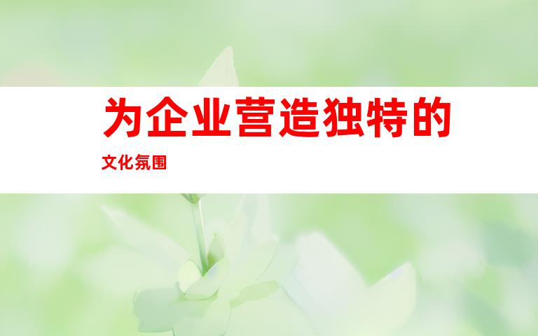 为企业营造独特的文化氛围