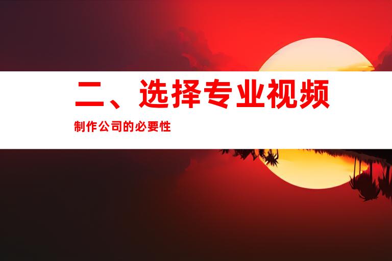 二、选择专业视频制作公司的必要性