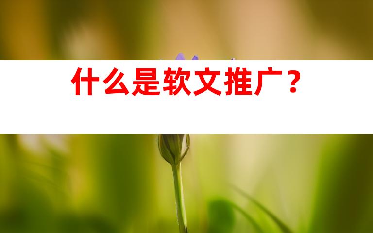 什么是软文推广？