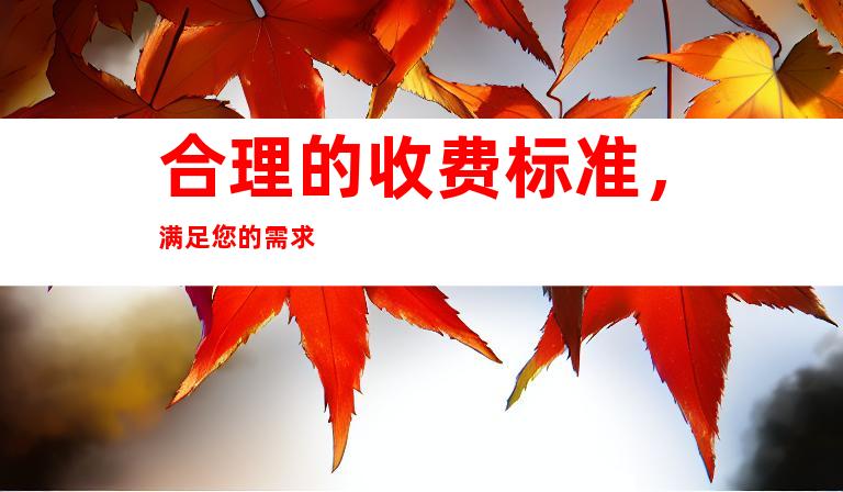 合理的收费标准，满足您的需求