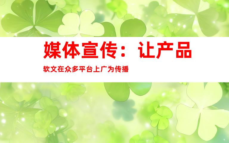 媒体宣传：让产品软文在众多平台上广为传播