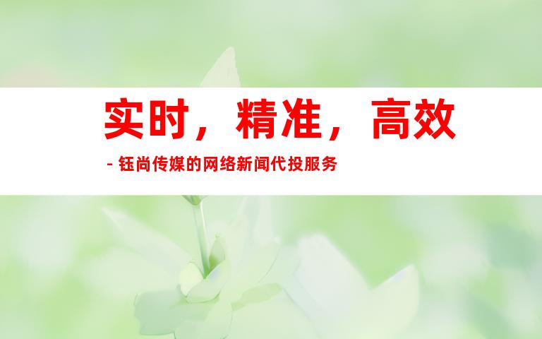 实时，精准，高效 - 钰尚传媒的网络新闻代投服务