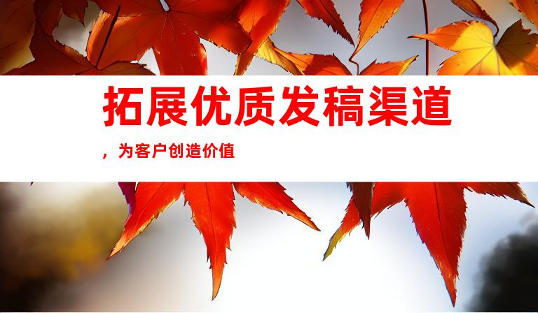 拓展优质发稿渠道，为客户创造价值