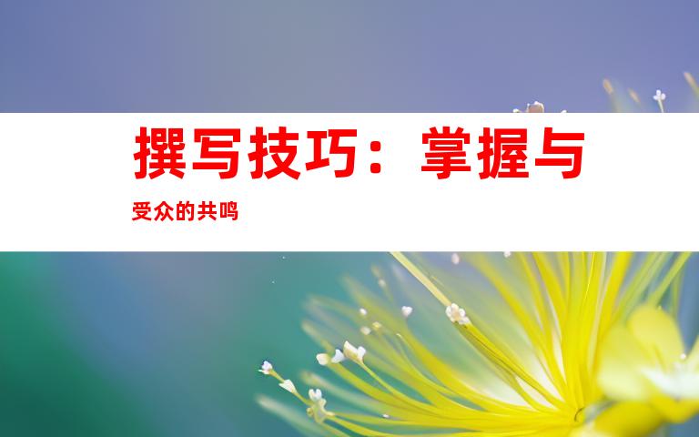 撰写技巧：掌握与受众的共鸣