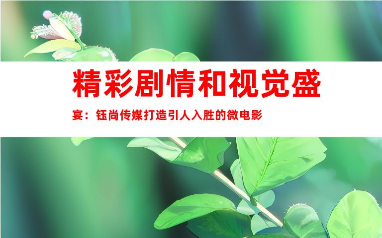 精彩剧情和视觉盛宴：钰尚传媒打造引人入胜的微电影