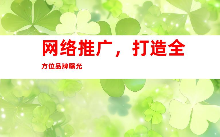 网络推广，打造全方位品牌曝光