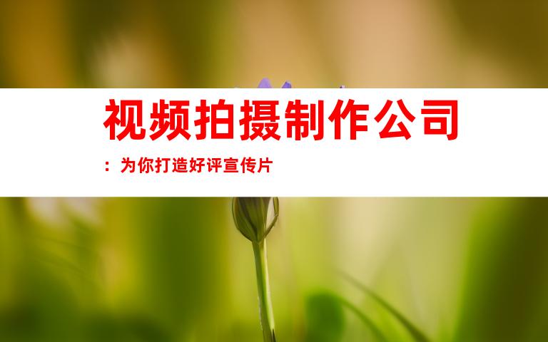 视频拍摄制作公司：为你打造好评宣传片