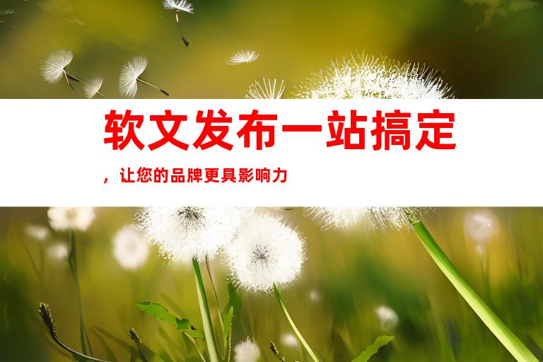 软文发布一站搞定，让您的品牌更具影响力