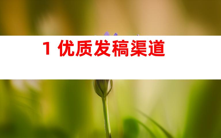 1. 优质发稿渠道