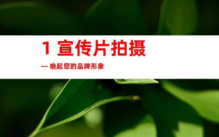 1. 宣传片拍摄 — 唤起您的品牌形象