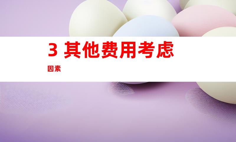 3. 其他费用考虑因素