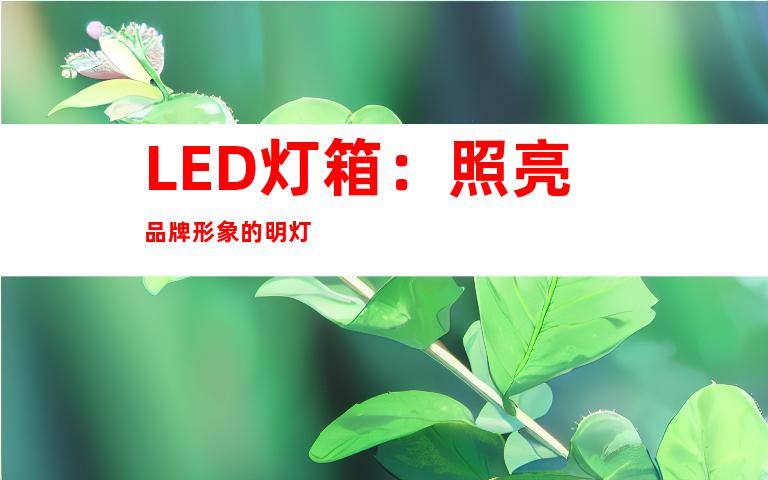 LED灯箱：照亮品牌形象的明灯