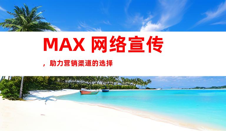 MAX 网络宣传，助力营销渠道的选择